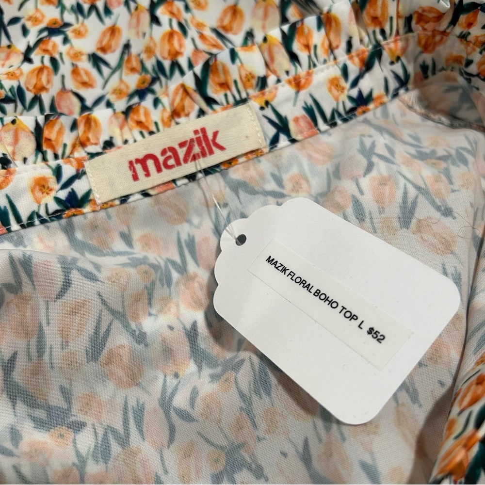 NWT Mazik Long sleeve Yellow Pattern Blouse- Size L - Picture 6 of 7
